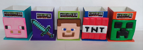 Souvenir Lapiceros Porcelana Fría Nro Nombre - Minecraft X10