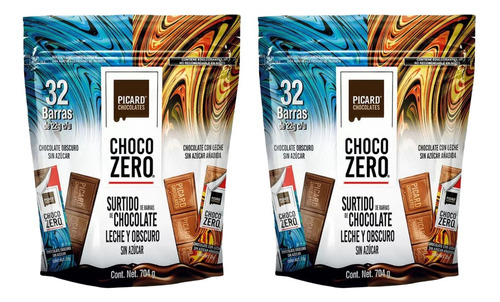 2 Pack Choco Zero Sin Azúcar 32 Pz Chocolate Picard 1408g