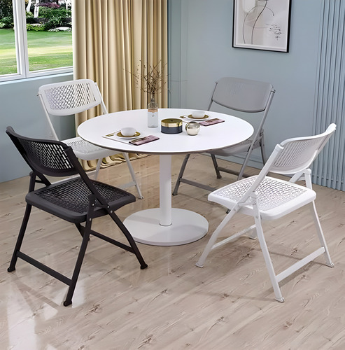 Silla Plegable Catering Hogar Reforzada Confortable Set X2 Estructura De La Silla Blanco