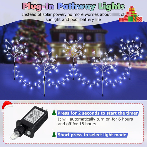 Luces De Camino De Navidad Copo De Nieve Impermeables 180 Le