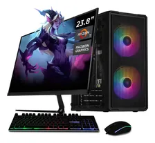 Computadora Escritorio Completa Xtreme PC Gaming AMD Radeon Vega Renoir Ryzen 7 5700G 16GB SSD 1TB Monitor 23.8 WIFI Black rendimiento básico para juegos casuales, trabajo y estudio