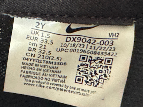 Zapatillas Nike Niños Con Abrojo 2y 21cms Microcentro (Usado)