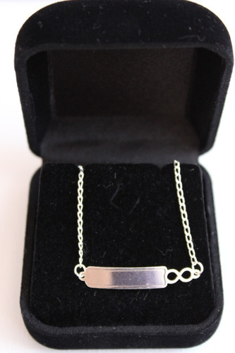 Imagem 6 de 6 de Pulseira Infantil Chapa Amor Infinito Prata 925 Gravação