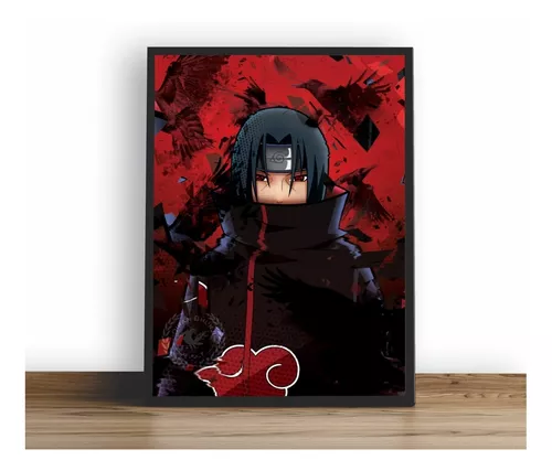 Quadro decorativo emoldurado Itachi Akatsuki Anime Naruto Mangá