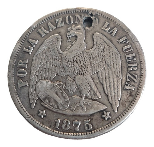 Moneda De 1 Peso Águila De 1.875 Plata Chile Perforado