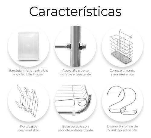 Escurridor De Cubiertos De Cocina Trastes Cromado Moderno