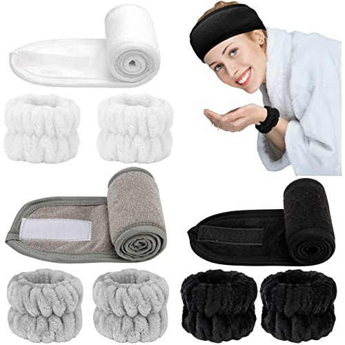 9 Pcs Bandas Faciales Spa Y Wrist Bands Set, Banda De Nwhdv