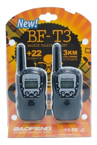 Radio Mini Walkie Talkies Bf T3 X 2 Baofeng Negro 22 Canales
