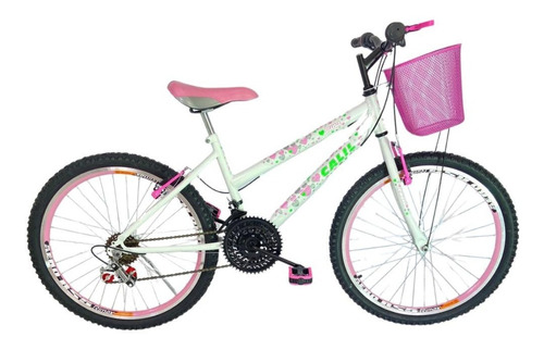 Bicicleta Aro 24 Infantil Calil Luna Feminina Cesta E Marcha