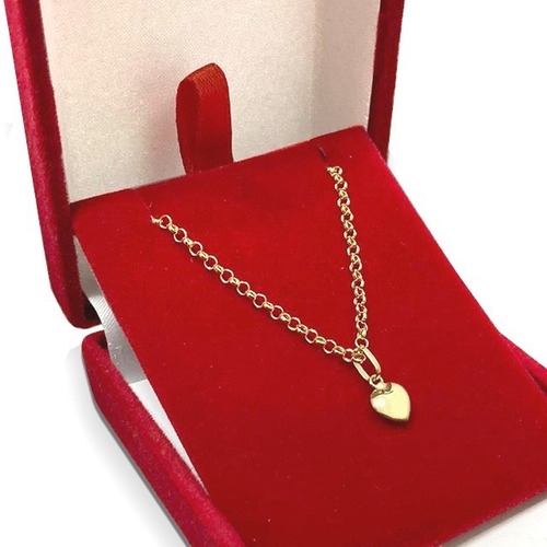 Corrente Colar Portuguesa Ouro 18k Com Coração 40cm (2b) Cor Dourado