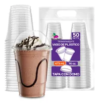 Comprar Berry Bloom 50 Vasos Desechables De Plástico Con Tapa Tipo Domo De 16 Oz Transparentes Resistentes Vasos Perfectos Para Llevar Bebidas Frías