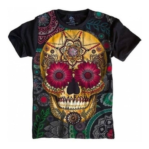 Camiseta Estilosa 3d Fullprint Caveira Mexicana Skull