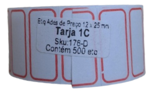 Etiqueta Adesiva De Preço 12x25 Mm Com Tarja Nº 1c Rolo 500