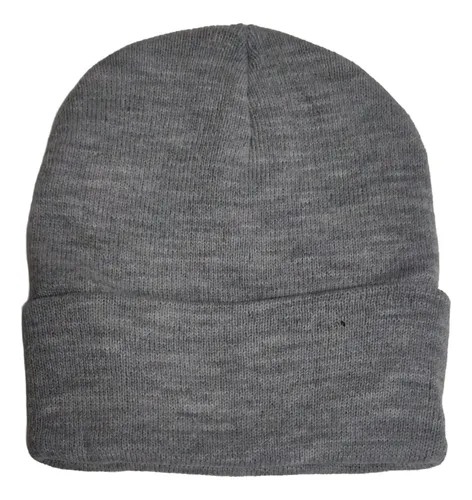 Gorro Tejido Lana Invierno Con Nombre Bordado Personalizado Gris Unica Lisa