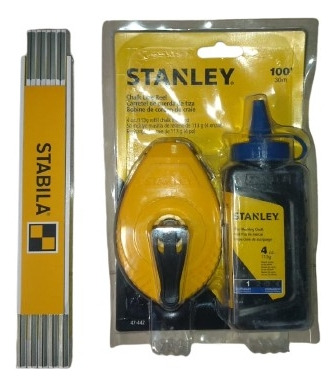 Kit Chocla Stanley Con Tiza + Metro De Madera Doble Stabila