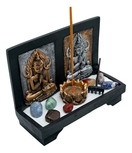 Jardim Zen Altar Buda Hindu Chakras Yoga Com Incensário
