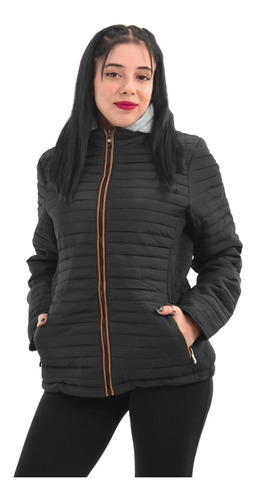 Campera Mujer Inflable Capucha Polar Impermeable Aya 7843