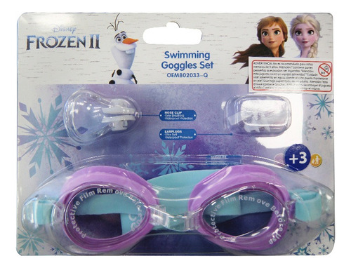 Lentes Natación Frozen Con Clip Y Tapón Varios Colores