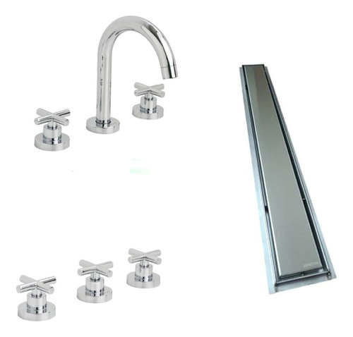 Grifería Mozart Combo P/baño Lavatorio +bidet +rejilla 70x10