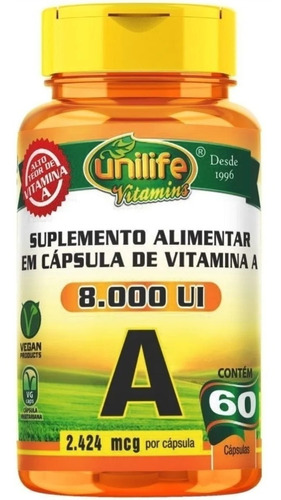 Vitamina A - Retinol 60 Capsulas - Unilife