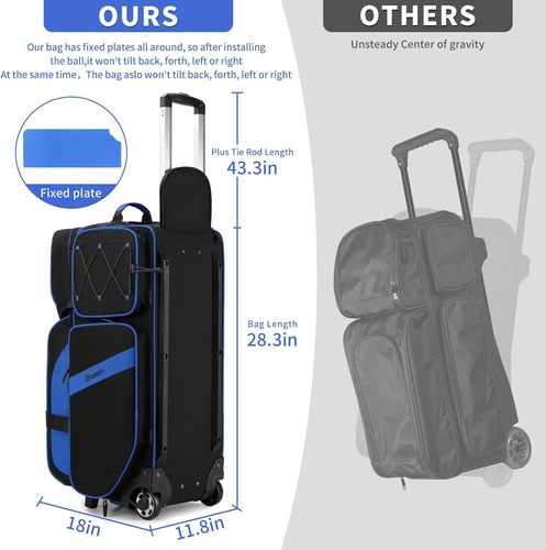 Bolsa C/ Llantas P/ 3 Bola Boliche Flextro Tour Y Accesorios