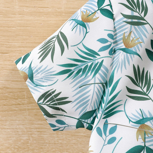 Conjunto De Verano Para Bebé Niña Con Estampado De Hojas Blanco 2-3 A