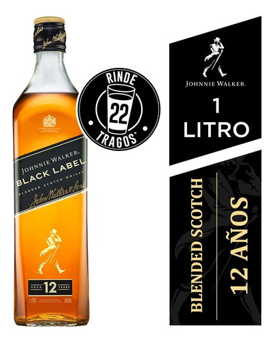 Whisky Johnnie Walker Black Label 12 Años 1 Litro