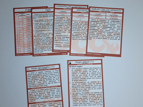 Tarjetas De Conjuro Para Barbaro Dungeons N Dragons Phb+x+t