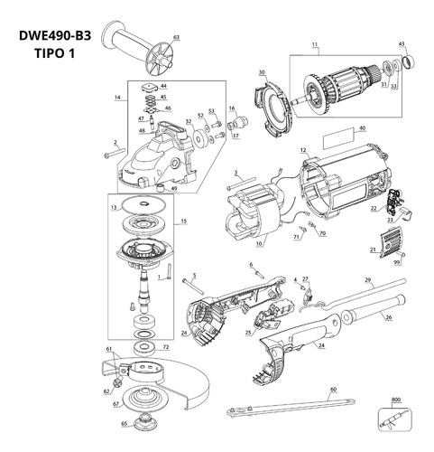 Armadura N754978/638001-01s Dewalt P/dwe490/91,dwe496,dwe497
