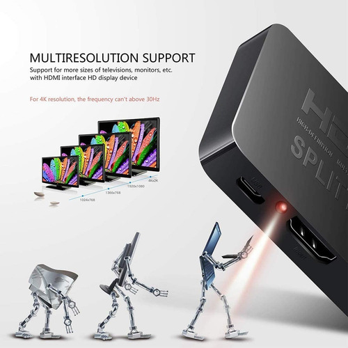 Splitter Mini Hdmi 4k 1 Entrada 2 Salidas Con Amplificador