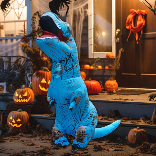 Disfraz De Dinosaurio Inflable, Disfraz Con Adultos Azul