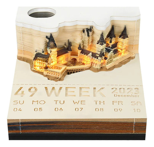 Bloc De Notas 3d Calendario Castillo Mágico