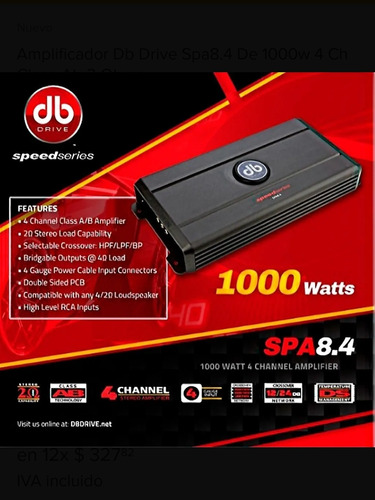 Amplificador Db Drive Nuevo 1000wats 4 Ch Estable A 2 Ohms