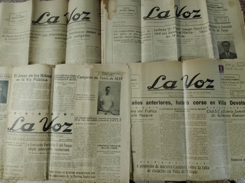 4 Diarios Antiguos La Voz 1934 / Completos. 1 Con Estampilla