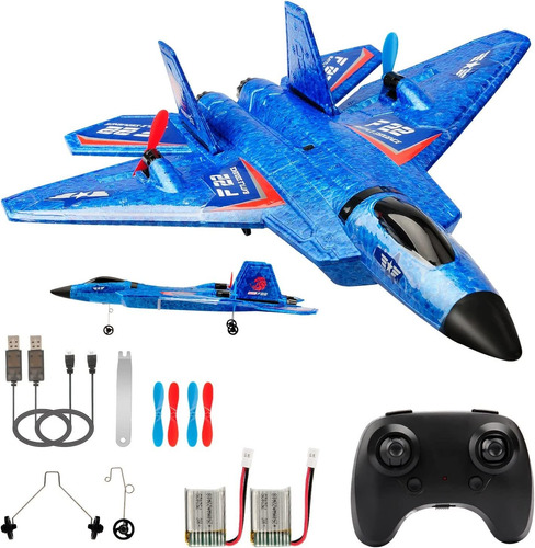 Roofworld Rc Plane, F22, 2.4ghz, Blue Color, W/ 2 Batteries