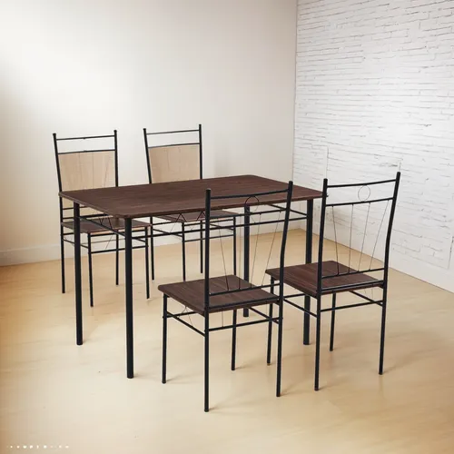 Juego De Comedor 4p Verona Negro 74x70x110 Cm