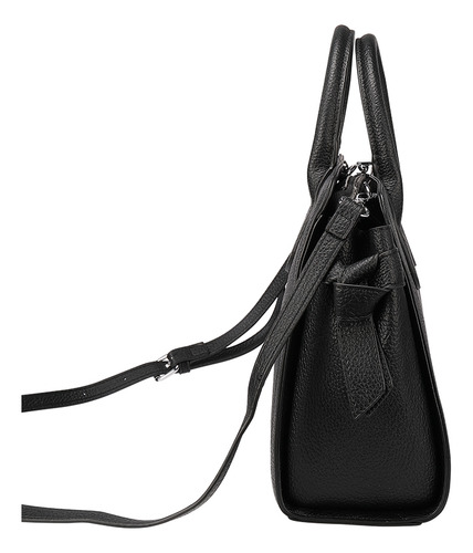 Bolsa Satchel Enso Mujer Eb244107stb Negro Acabado de los herrajes Níquel Diseño de la tela Liso