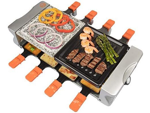 Parrilla De Mesa Doble Raclette Con Placa Antiadherente Y Pi