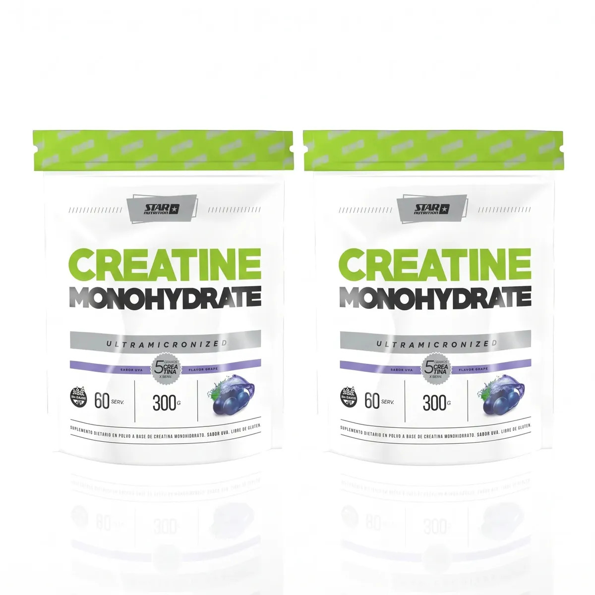 Creatina Monohidrato Star Nutrition 300g Doypack Uva Pack x2