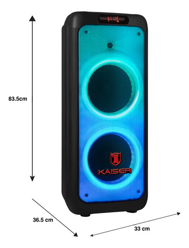 Bocina Bluetooth Doble 10pulgx2 Kaiser Msa-216 Usb Sd Rgb Negro