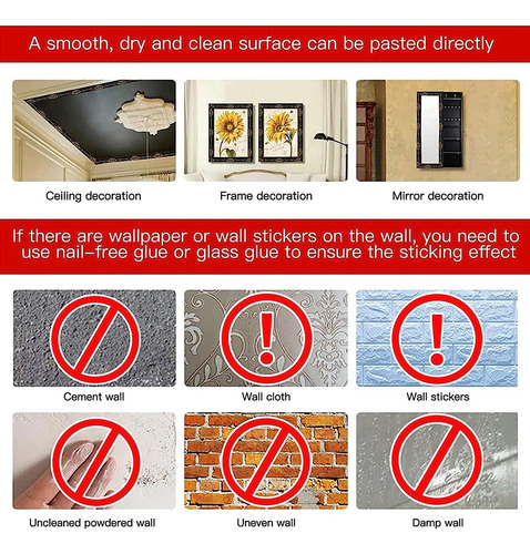 Moldura De Pared Flexible Autoadhesiva, Pegar Y Listo M...