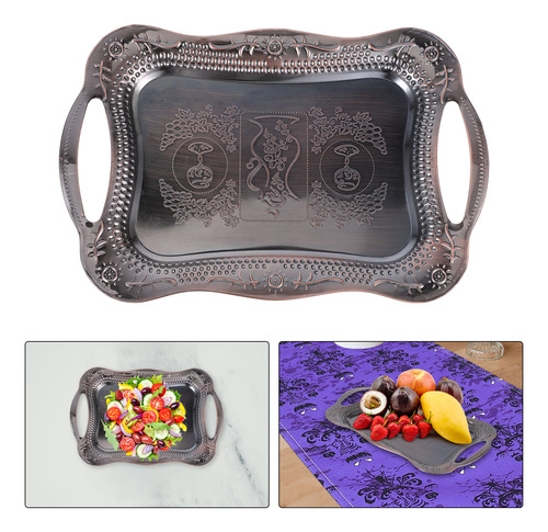 Bandeja Decorativa Retro De Acero Inoxidable