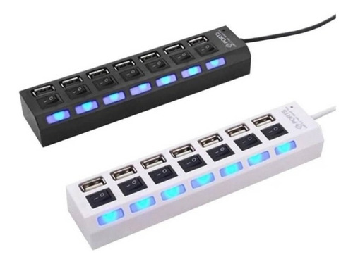 Hub Usb 2.0 Hi-speed 7 Puertos Con Interruptor On Off Led