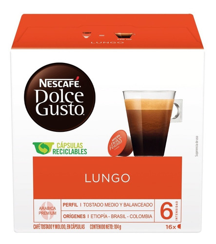 Cápsulas Nescafé Dolce Gusto Lungo X16 Unds