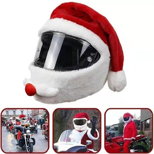 Gorro Navideño Para Cascos De Moto, Con Diseño De Papá Noel