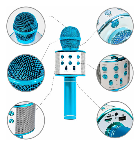 Microfone Karaoke Bluetooth Sem Fio Youtuber Várias Cores