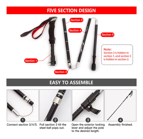 Lightweight Five-fold Folding Hiking Stick