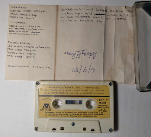Rock, Hasta Que Se Ponga El Sol. Cassette Orig. Edic,. 1981 (Usado)
