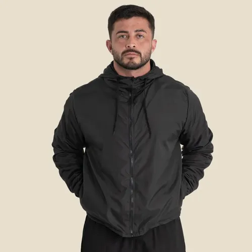 Jaqueta Corta Vento Liso Unissex Esportivo Capuz E Bolsos