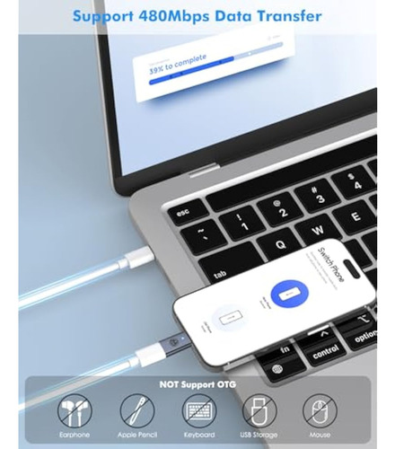 Moko Adaptador Lightning Hembra A Usb C Macho,